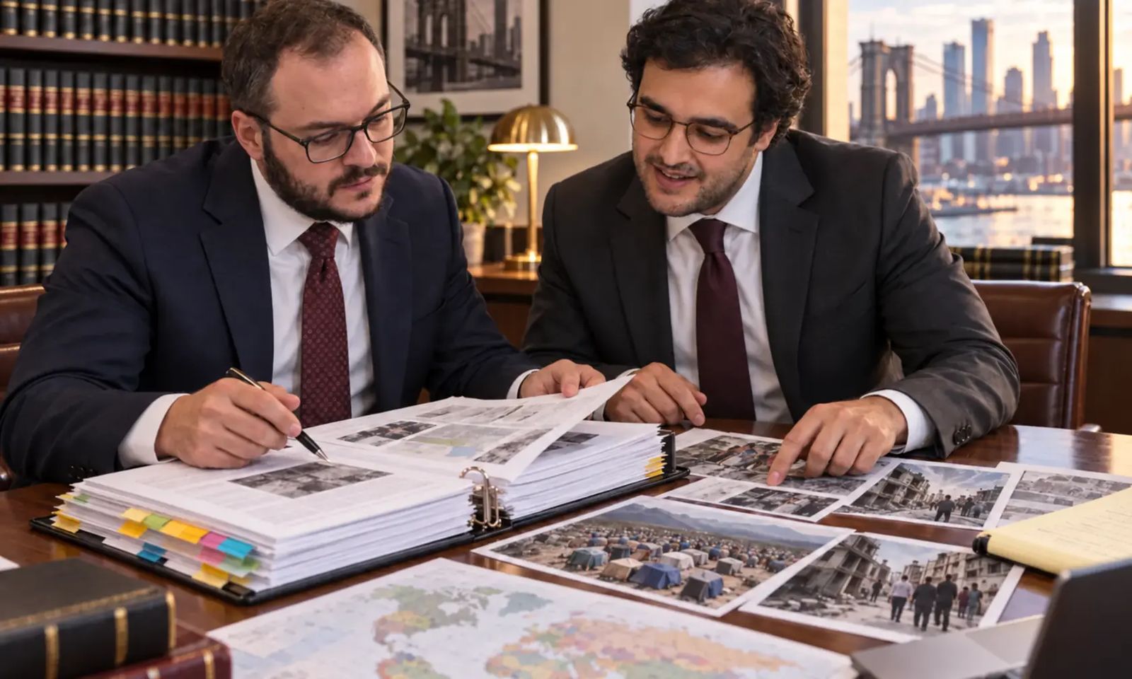 Mikhail Usher and Alexander Susi working through an evidence binder