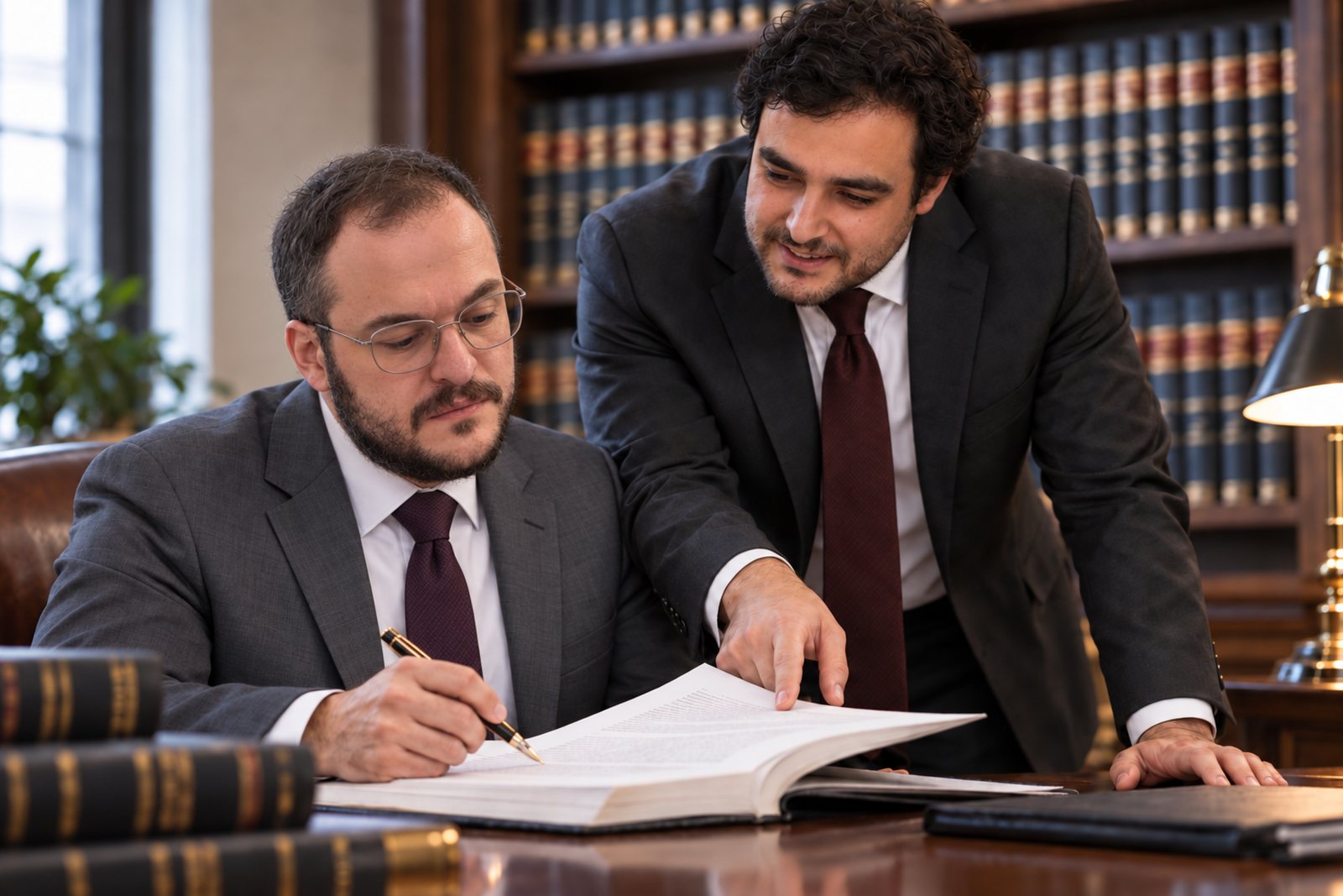 Mikhail Usher and Alexander Susi reading a new court opinion