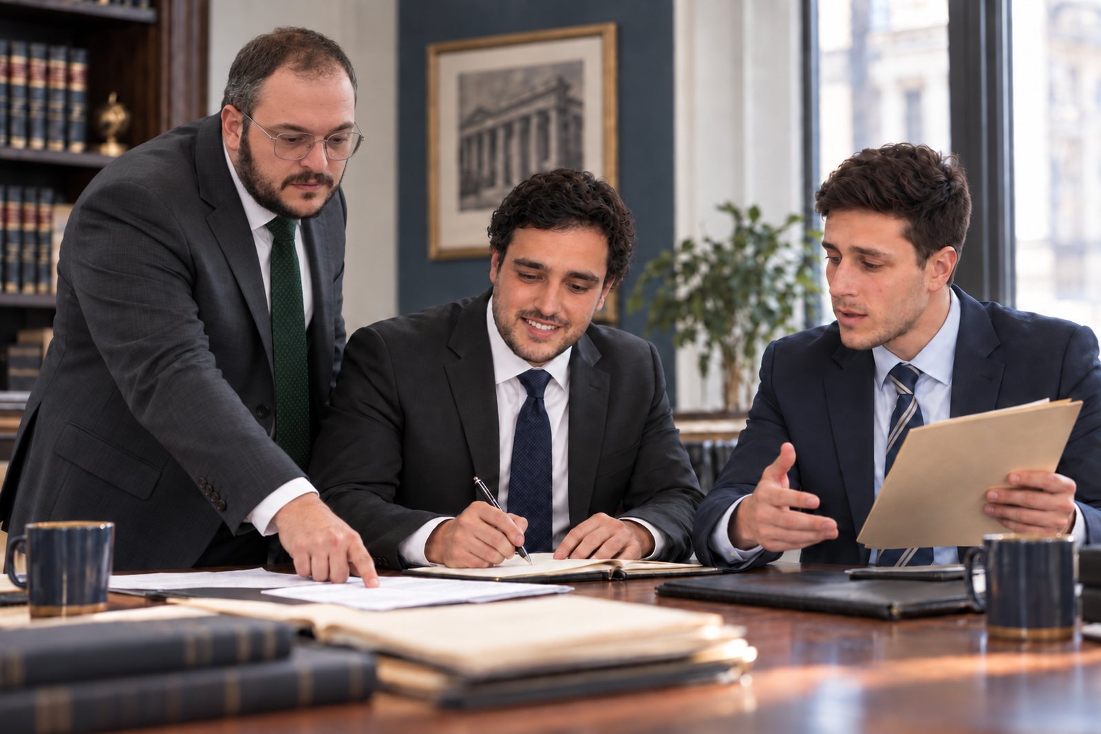 Mikhail Usher, Alexander Susi and Mitchell Bromberg in a working meeting